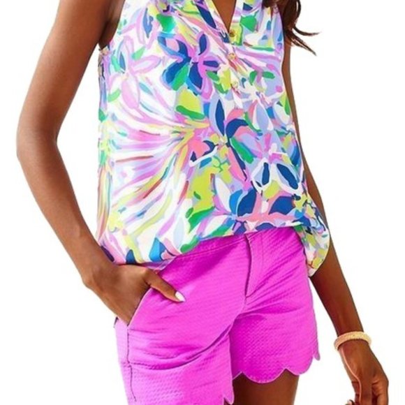 Lilly Pulitzer Bailey Silk Blouse Shell Top Shirt - Picture 2 of 16